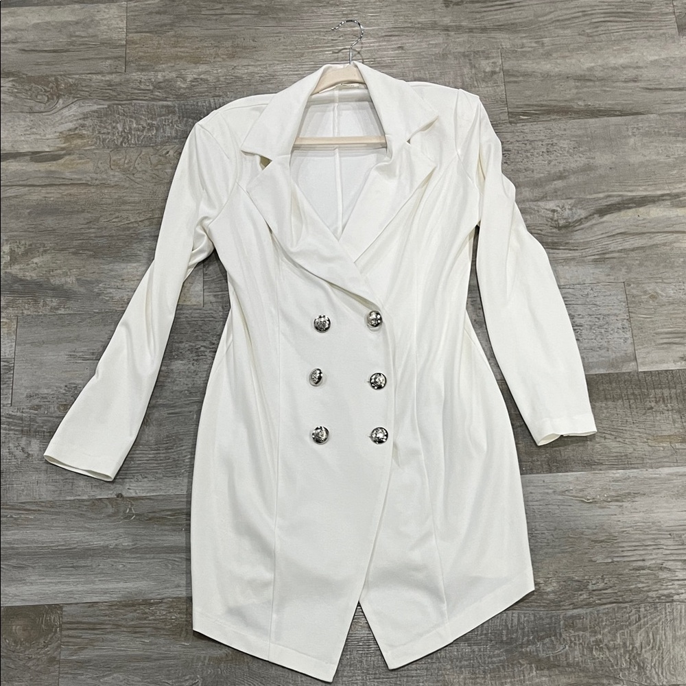 Monaco dress White Double-Breasted Trench Coat blazer dress XL